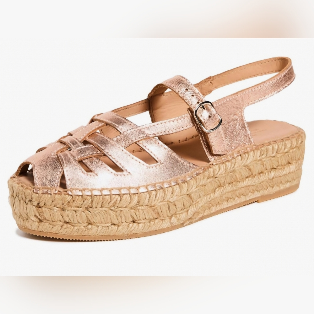 Naguisa Thalis Espadrilles Size 38 - 8 Rose Metal
